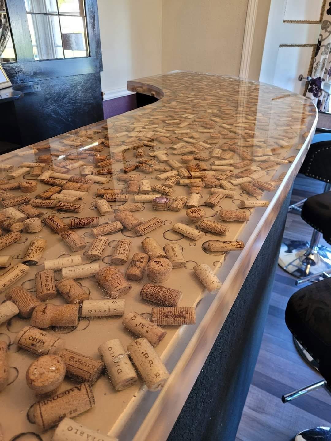 Home refurbishment: cork resin bar, completed work, supplied project photograph