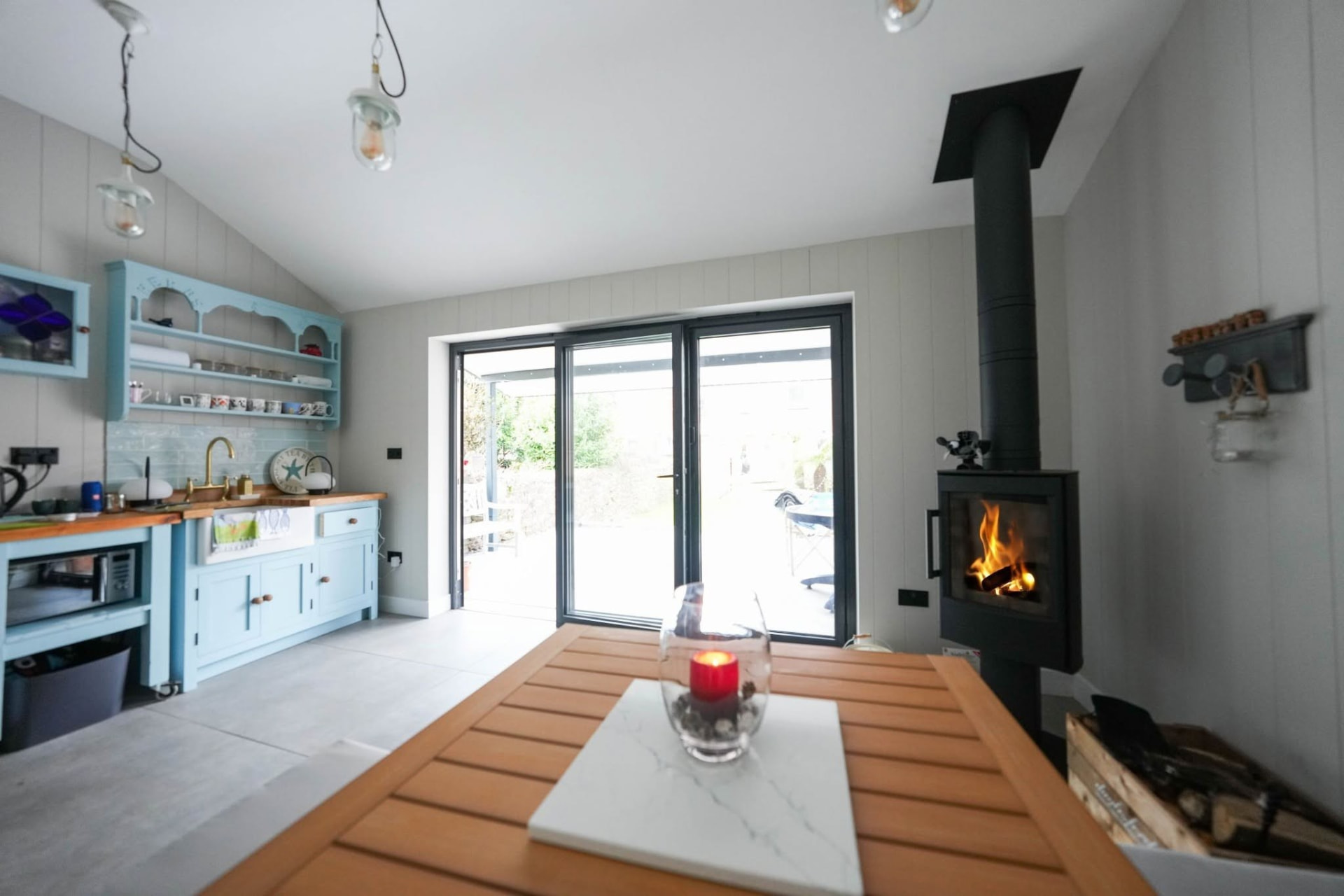 House extension: garden room interior, completed work, supplied project photograph